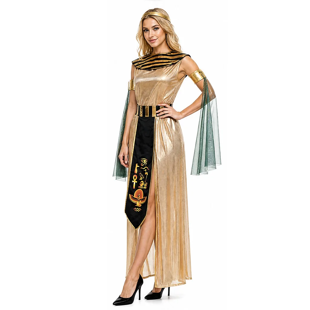 Halloween Ancient Egypt Egyptian Pharaoh Costume for Men King Cleopatra Queen Cosplay Carnival Party Medieval Couple Party Dress - view 3