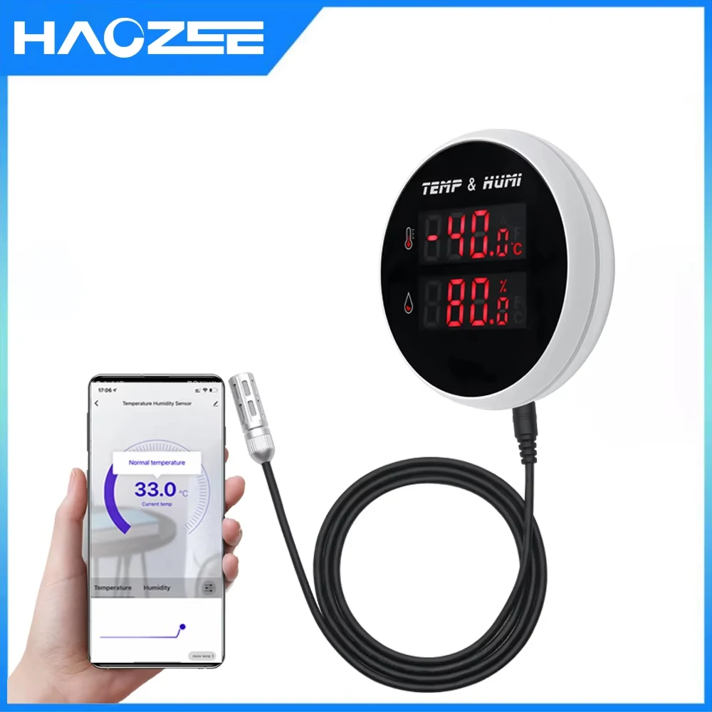 Tuya – thermomètre hygromètre WIFI intelligent, avec détecteur de température et d'humidité externe, Charge USB ou batterie rechargeable