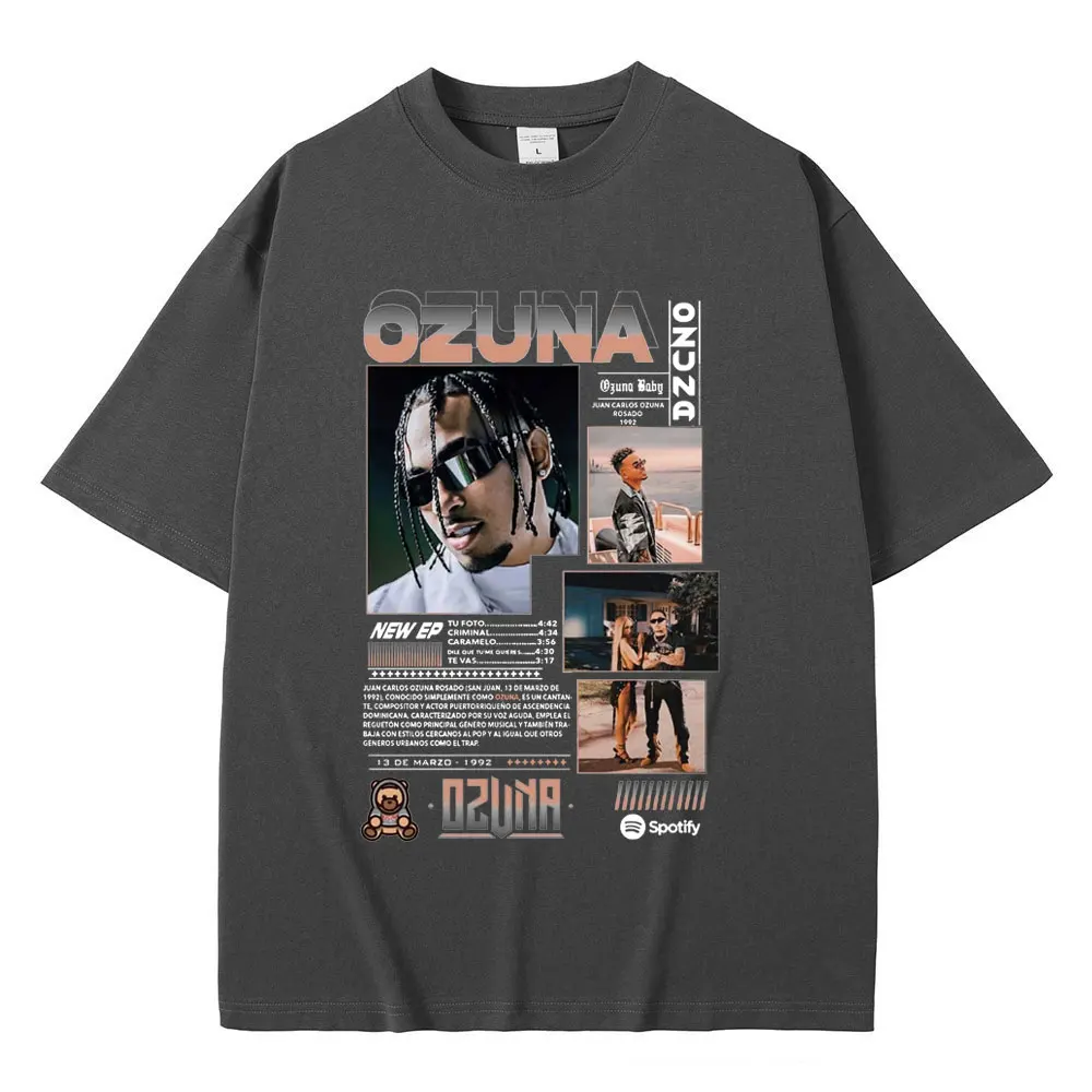 Rapper Ozuna Music Album Cover T-shirt Anuel AA Streetwear Men's Fashion Vintage T Shirts Men Women Hip Hop Oversized T-shirts