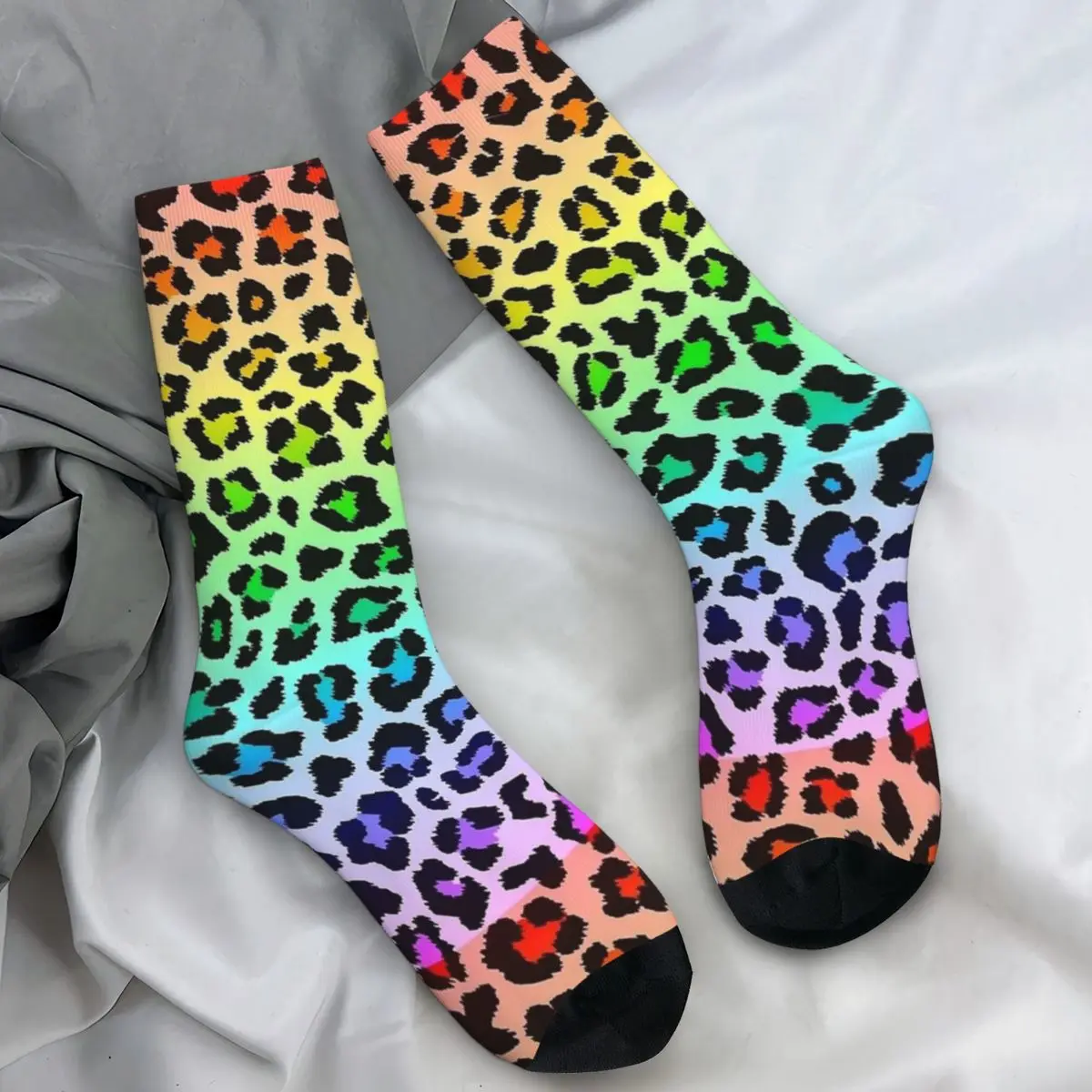 

Яркие радужные носки с градиентным леопардовым принтом и омбре, готические чулки с животными, пара велосипедных носков, осенние нескользящие носки