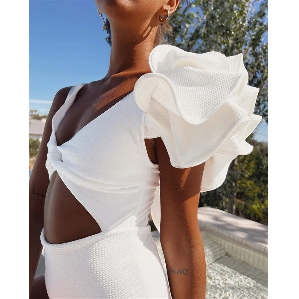 2024 Ruffle Sleeves Bikini Swimwear For Women Solid Black Ruffe Sleeves Swimwear Push Up High Waist Female Biquini Bathing Suit