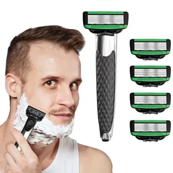 Safety 7-Layer Shaver Blade Manual Razor with Replaceable Blades No Skin Damage Blades Shaver Manual Metal Razor