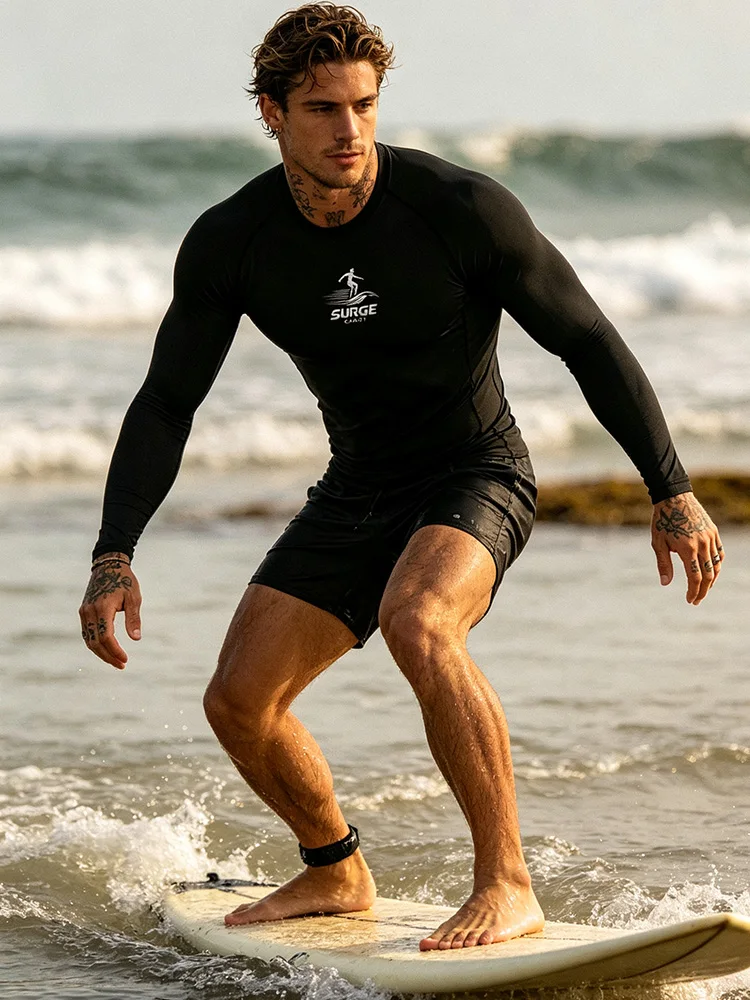 Men's quick-drying surfing T-shirt, long-sleeved beach swimsuit, women's sun-protective diving swimsuit - J69 image 4