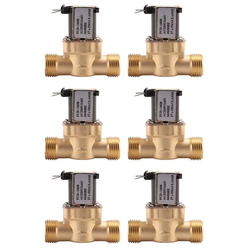 

【PUBLICITY】6Pcs 1/2 Inch Ac 220V Normally Closed Brass Electric Solenoid Magnetic Valve