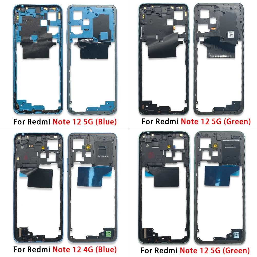 Middle Frame Bezel Plate For Xiaomi Redmi Note 11 12 Pro 4G 5G Middle LCD Frame Housing Cover With Sides Key Replacement