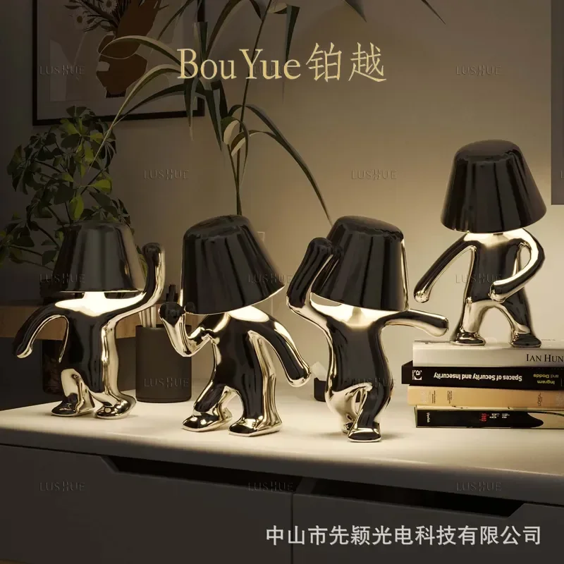 Golden Dancer Table Lamp Rechargeable Night Light Decorative Figurine Ornament for Bedroom Living Room Home Desk Decoration