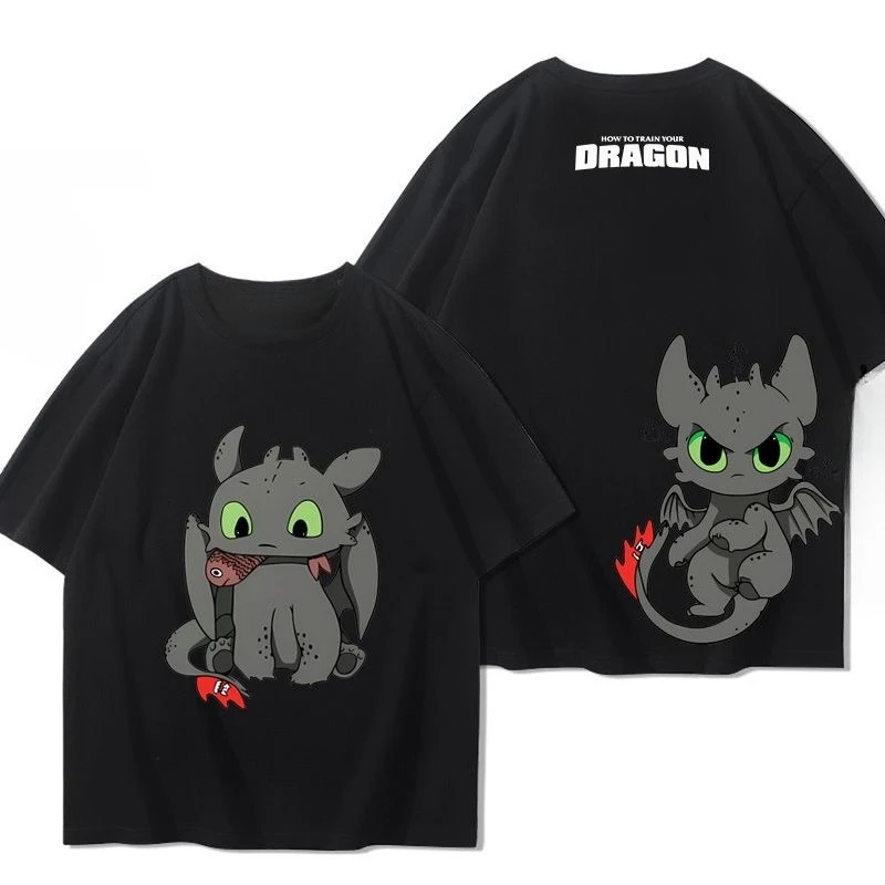 Miniso How To Train Your Dragon Toothless Boy Eddie Pikachu Around Kurzarm-Sommer-Baumwoll-T-Shirt-Trend für Männer und Frauen