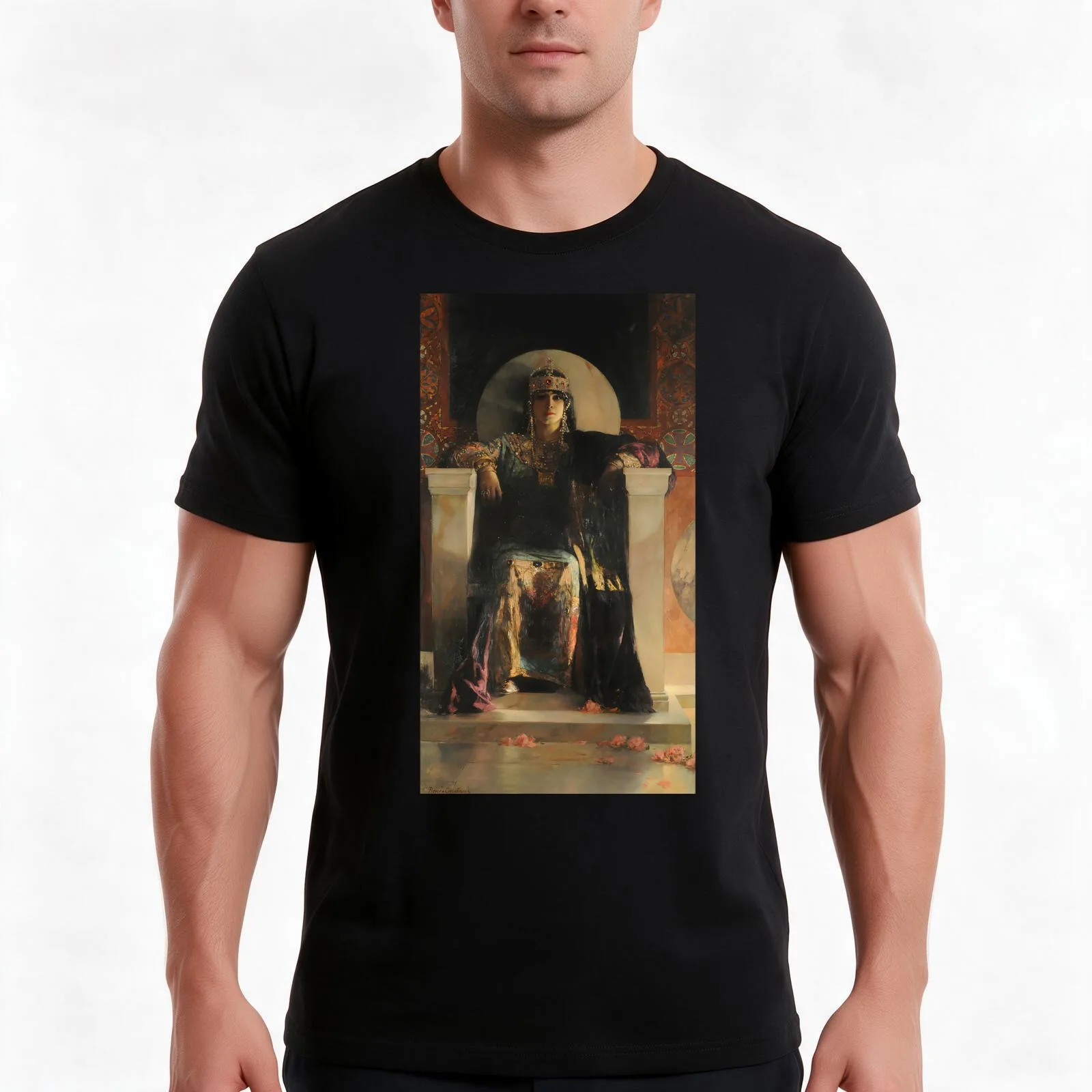 Saint Empress Theodora Enthroned-Jean Joseph Benjamin-Constant T-Shirt, Summer Casual Cotton Tee, Oversized Streetwear Tops