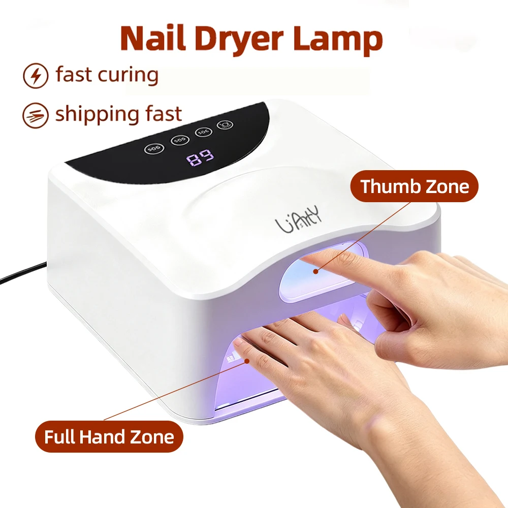 69 LEDs UV LED Nail Lamp 365nm+395nm Dual Light Fast Gel Curing Lamp with Thumb Zone Smart Sensor Nail Dryer for Home Salon