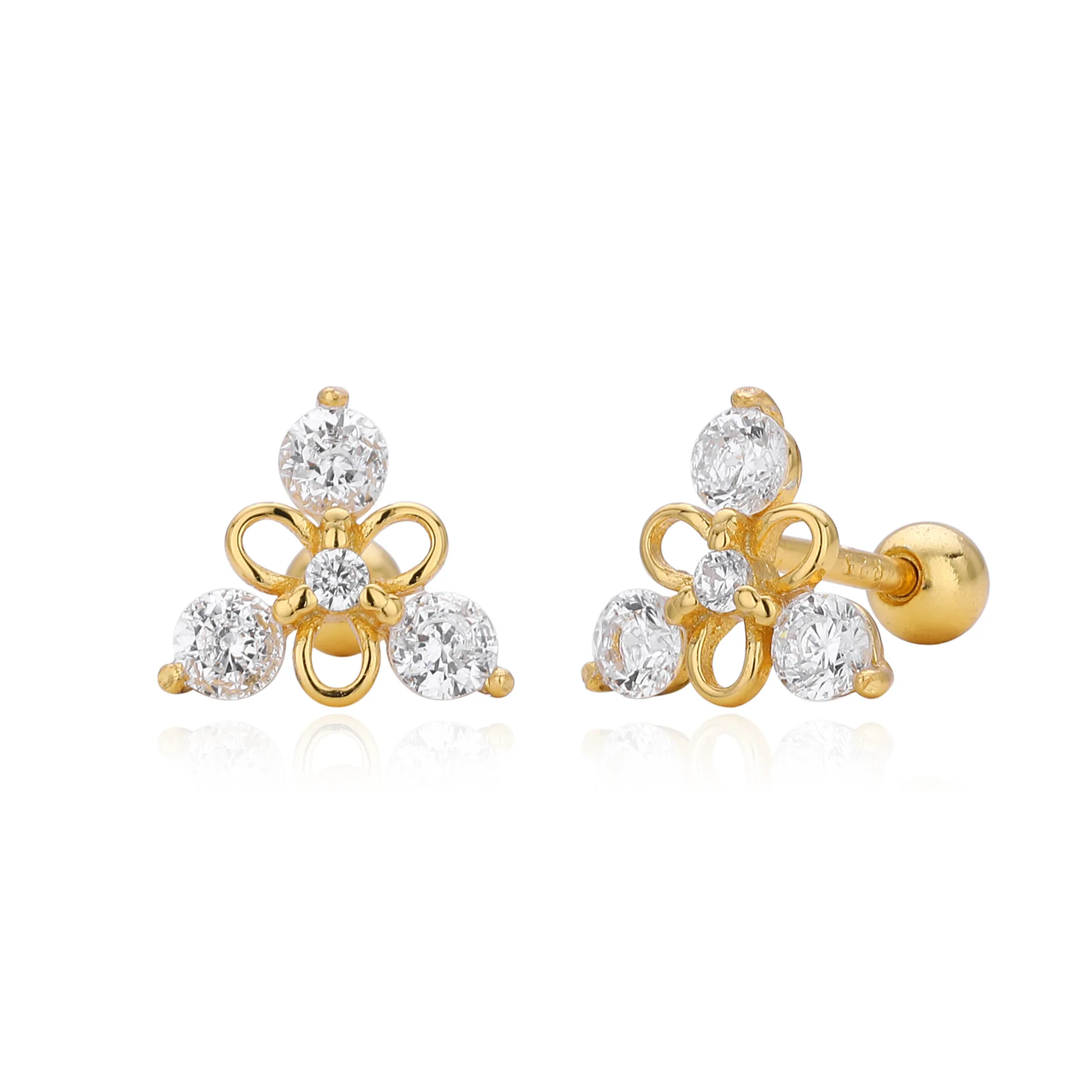 Withered S925 Pure Silver Ear Studs, Nose Studs, Zirconium Inlaid Triangular Ear Studs Jewelry For Women