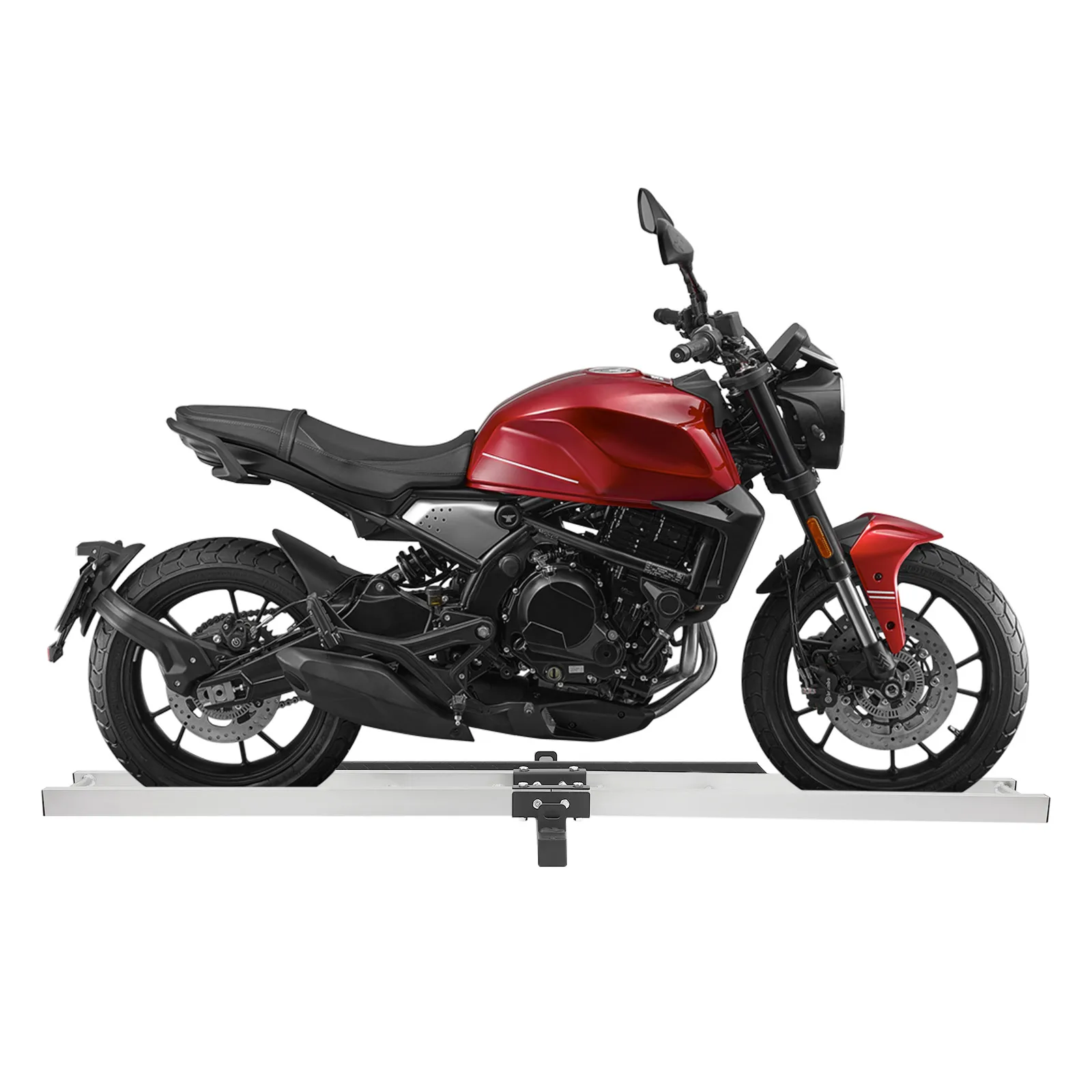 Motorcycle Transport Loading Frame, Motorcycle Carrier, Steel Aluminum Alloy Anodized Spray Coating 500LBS Hitch Mount Motorcycle Carrier, Motorcycle Carrier Dirt Bike Exhibition Road Transport Auxiliary Hardware