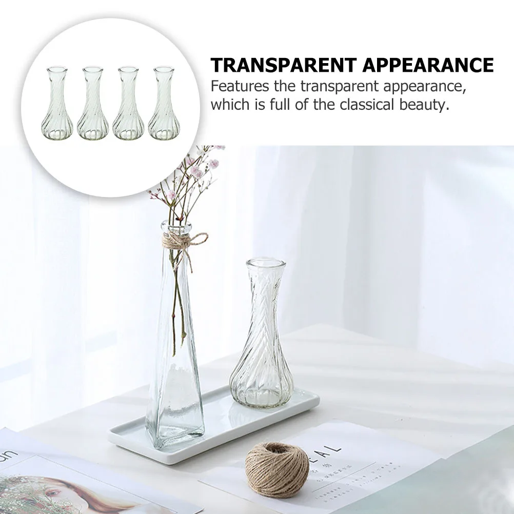 

4 Pcs Ornament Desktop Adornment Tabletop Decor Transparent Glass Vase Creative