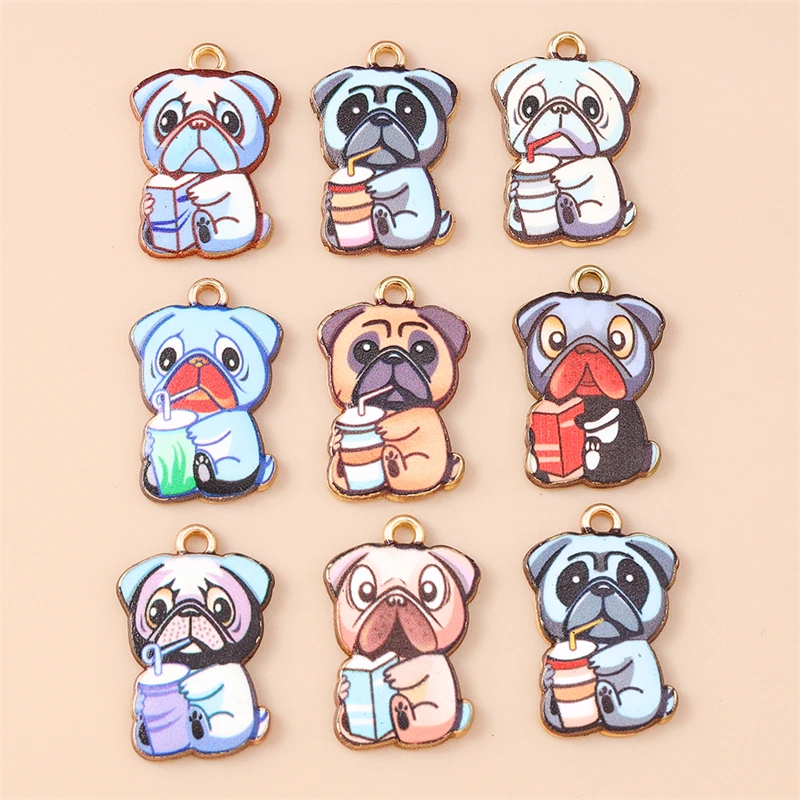 20 Stück 15x22mm Cartoon-Tieranhänger, emaillierte Hunde-Anhänger für die Schmuckherstellung, Ohrringe, Halsketten, DIY-Bastelzubehör – Detail 2