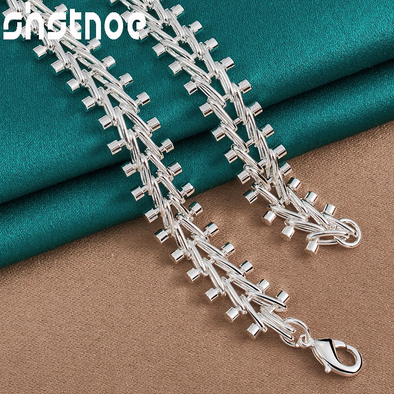 SHSTONE 925 Sterling Silver Double Row Bead Wide Chain Necklace For Women Man Party Engagement Wedding Fashion Charm Jewelry