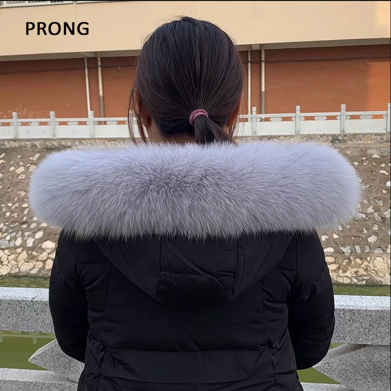 Detachable Fur Collar For Coat Hood Fur Trims Real Fox Fur Scarf Shawl Women Winter Warm Large Fur Collar Fluffy Fur Wraps Shawl