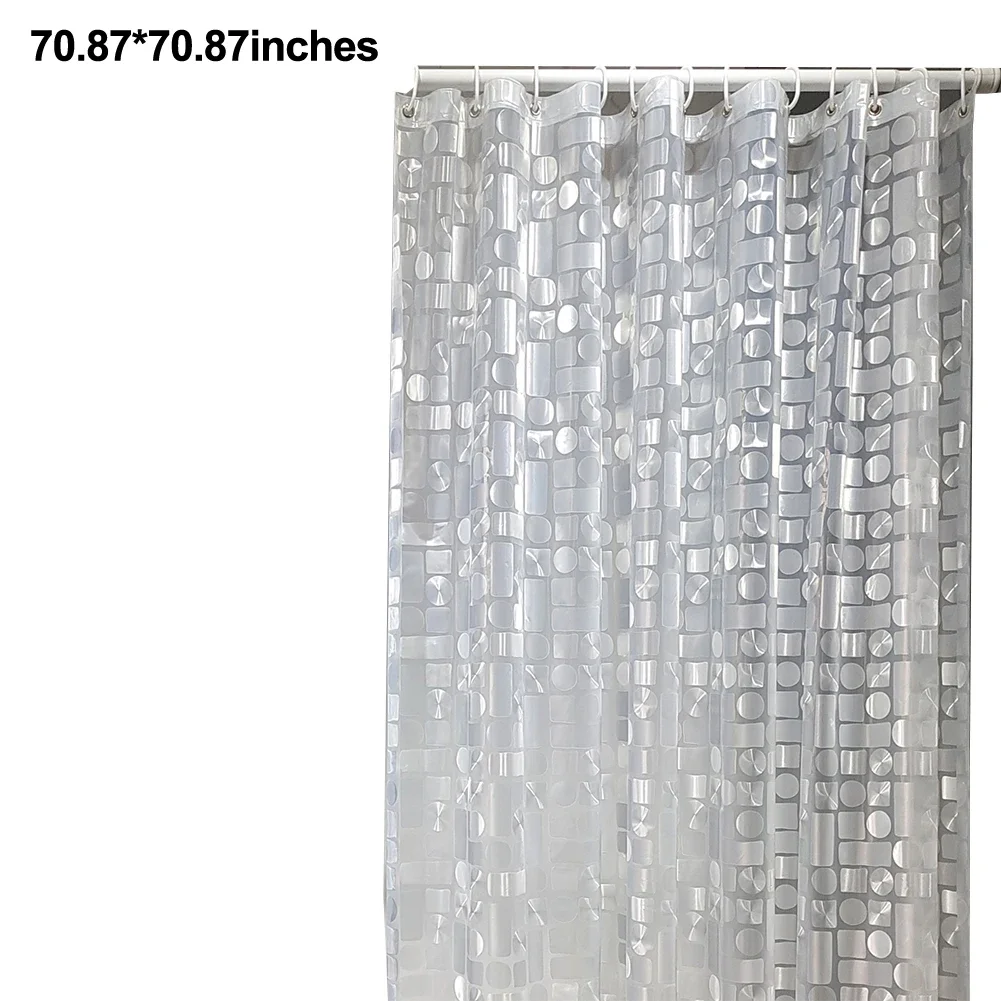 Translucent Curtain Elegant Stripe Design 180*180cm 70.87*70.87inches EVA Shower Curtain Modern Bathroom Decor