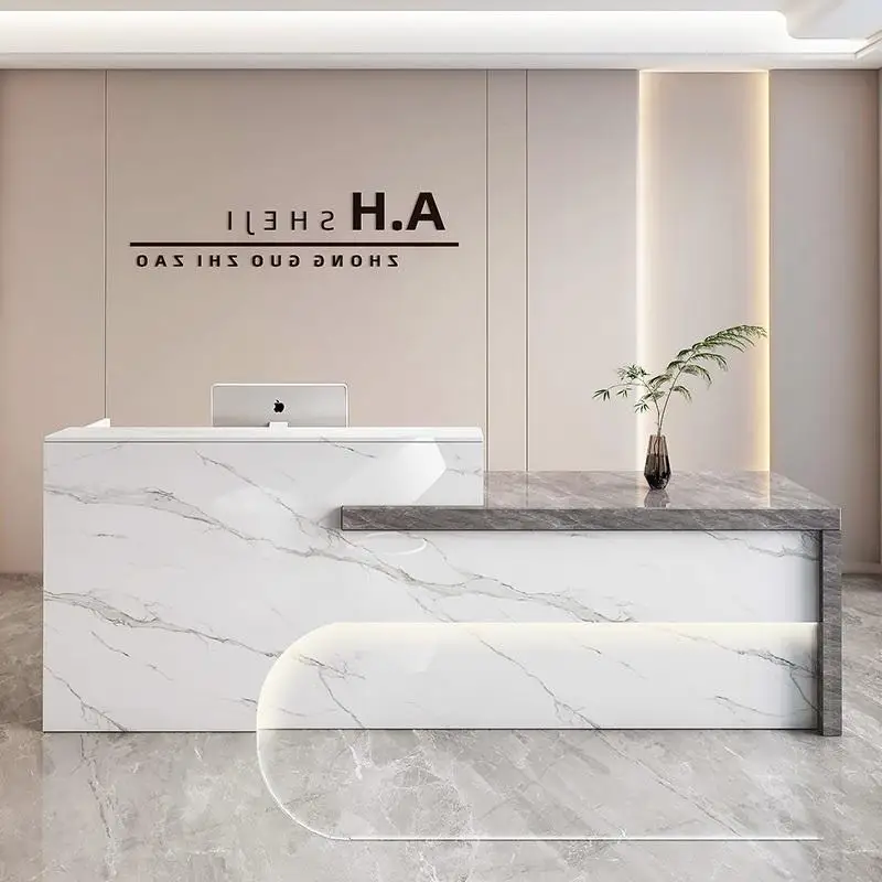 Customized Reception Counter Premium Exquisite Classic Versatile Reception Desk Simple Storage Theke Empfang Office Furniture