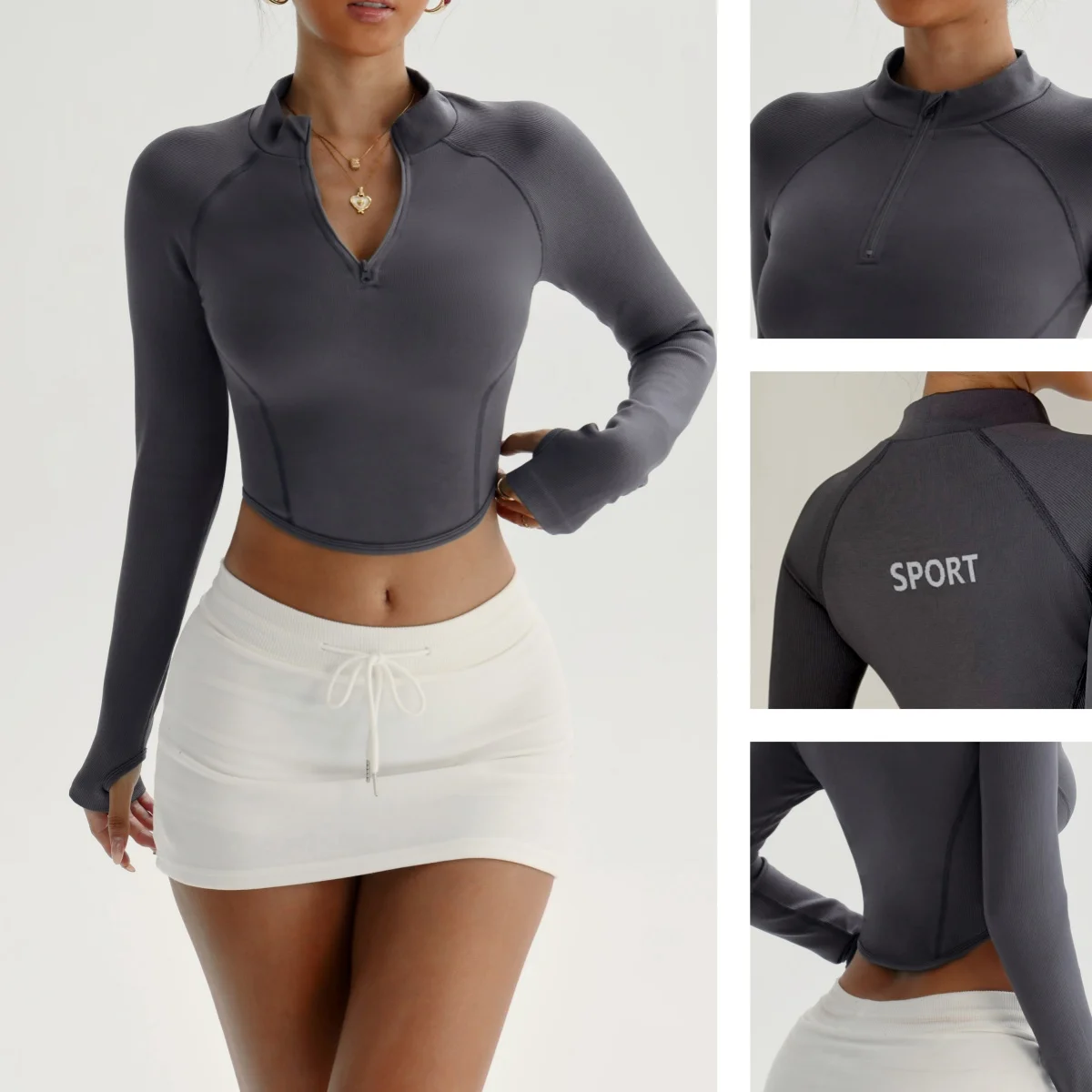 

Женская спортивная кофта с V-образным вырезом для йоги, облегающая, быстросохнущая, с длинным рукавом, для тренировок в зале и бега на улице