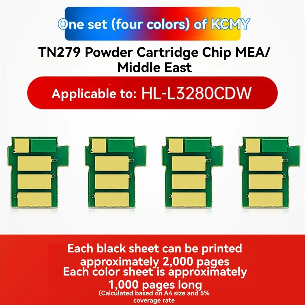 Juego de chips de tóner MEA TN279, 4 Uds., 1,2 K/1K, para suministros de impresora HL-L3280CDW