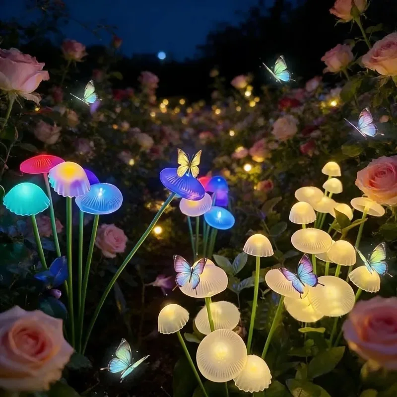 8packs Solar Power Mushroom Sway Lights Solar Jellyfish Lights LED Garden Pathway Outdoor Decor Watterproof for Yard Lawn Patio