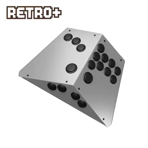 Haute42 Retro+ Hitbox Zero Metal All-Button Controller Ergonomic 14-Key Custom Layout 1.2mm for Steam Deck PS5 PC Switch