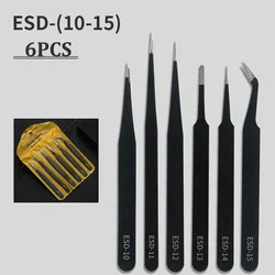 6pcs Watch Tweezers Tool ESD Anti-Static Steel  Watch Repair Tool Maintenance Industrial Electronic Tweezer Watchmaker Magnifier