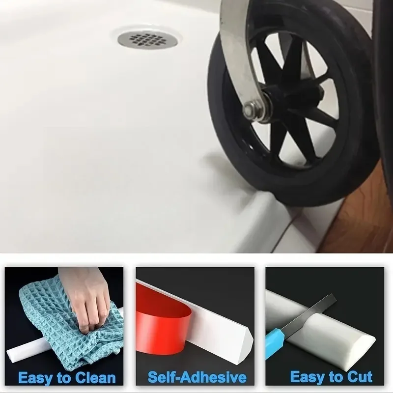 

1pc 2m/78.74in Bathroom Water Stopper Water Retaining Bendable Strip Dry &Wet Separation Seal Strip Shower Dam Flood Barrier