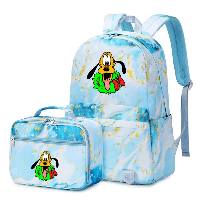 

Disney Cartoon Pluto Dog Boys Girls Multi Pocket Backpack with Lunch Bag Rucksack Casual School Bags for Teenagers Sets