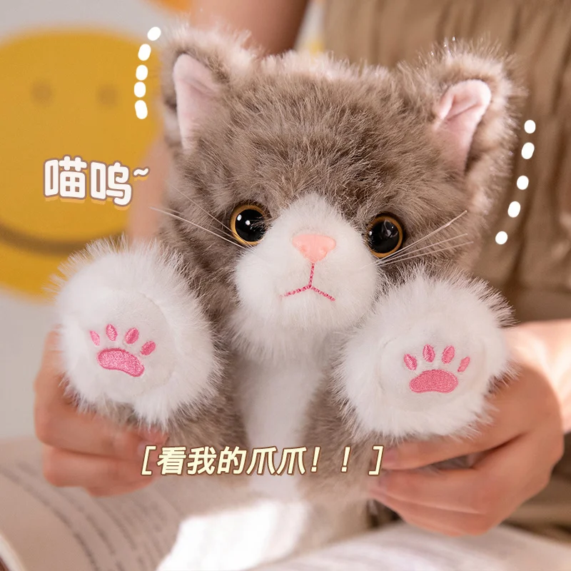 40cm Cute Simulated Cat Doll Plush Toy Stuffed Soft Animal Plush White Black Kitten Pillow Kids Girls Birthday Gift Pet Toys