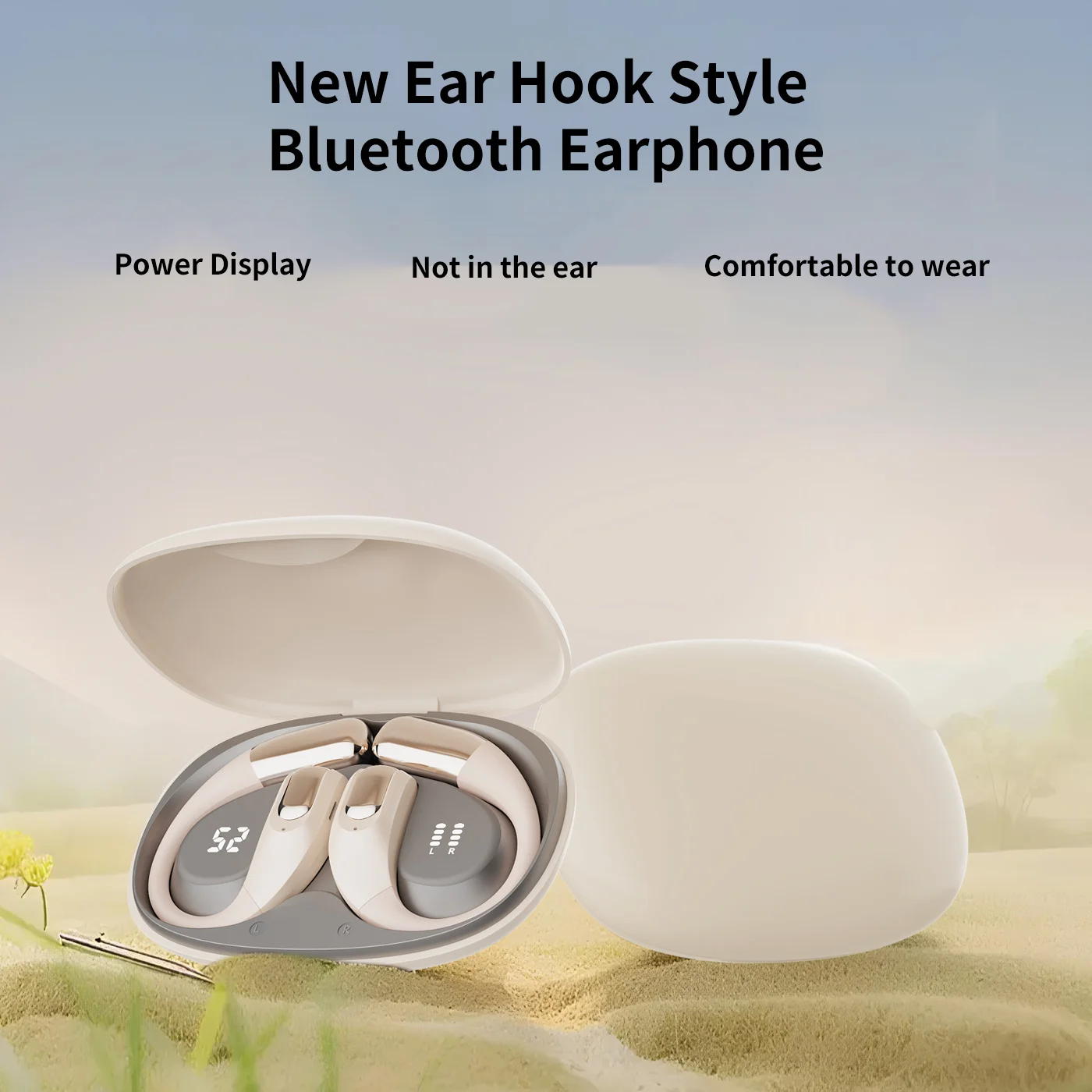 

Ear Hook Style Bluetooth Earphone Power Display Comfortable Wear Ergonomics Design Light Weight Listen Music Phone Call Sports