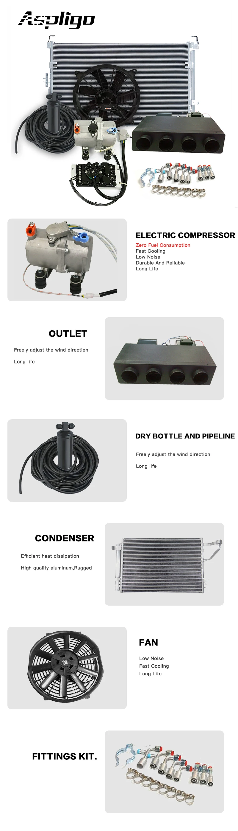 DC12/24V 범용 자동차/트럭 언더대시 키트 자동 에어컨 냉난방 BEU-404-000 자동차 에어컨 증발기 유닛 팬