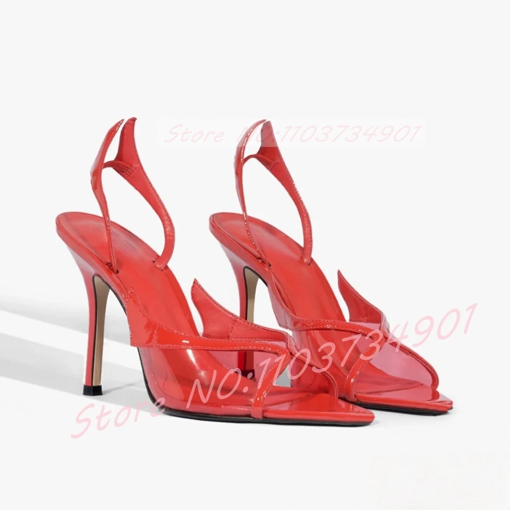 

Little Wings Slingback Open Toe Sandals Women Nifty Red Pvc Pointed Toe High Heels Sandals Female Sexy Trendy Casual Shoes