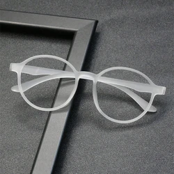 Men's TR90 Flexible Transparent Eyeglasses Frame Ultralight Fashion Retro Round Optical Prescription Glasses Women's 66016