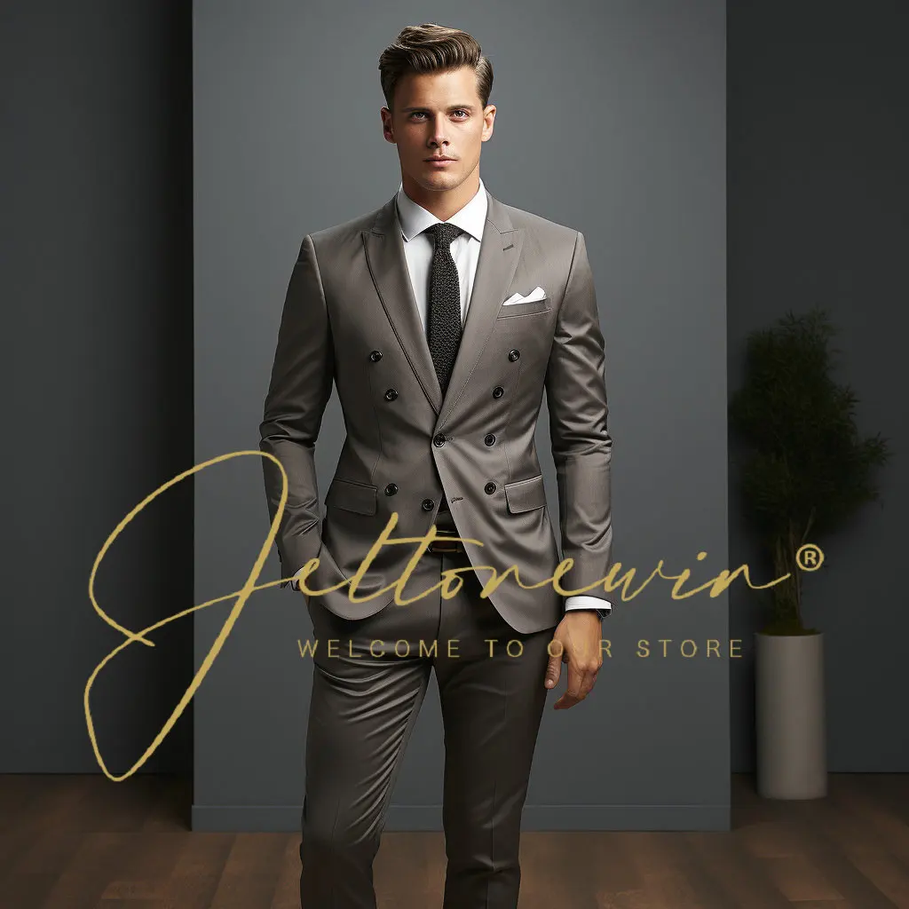 

2 Pieces Elegant Suits Pants Brand Slim Fit Single Button Party Formal Business Dress Suit Terno Wedding Suits for Men Trapstar