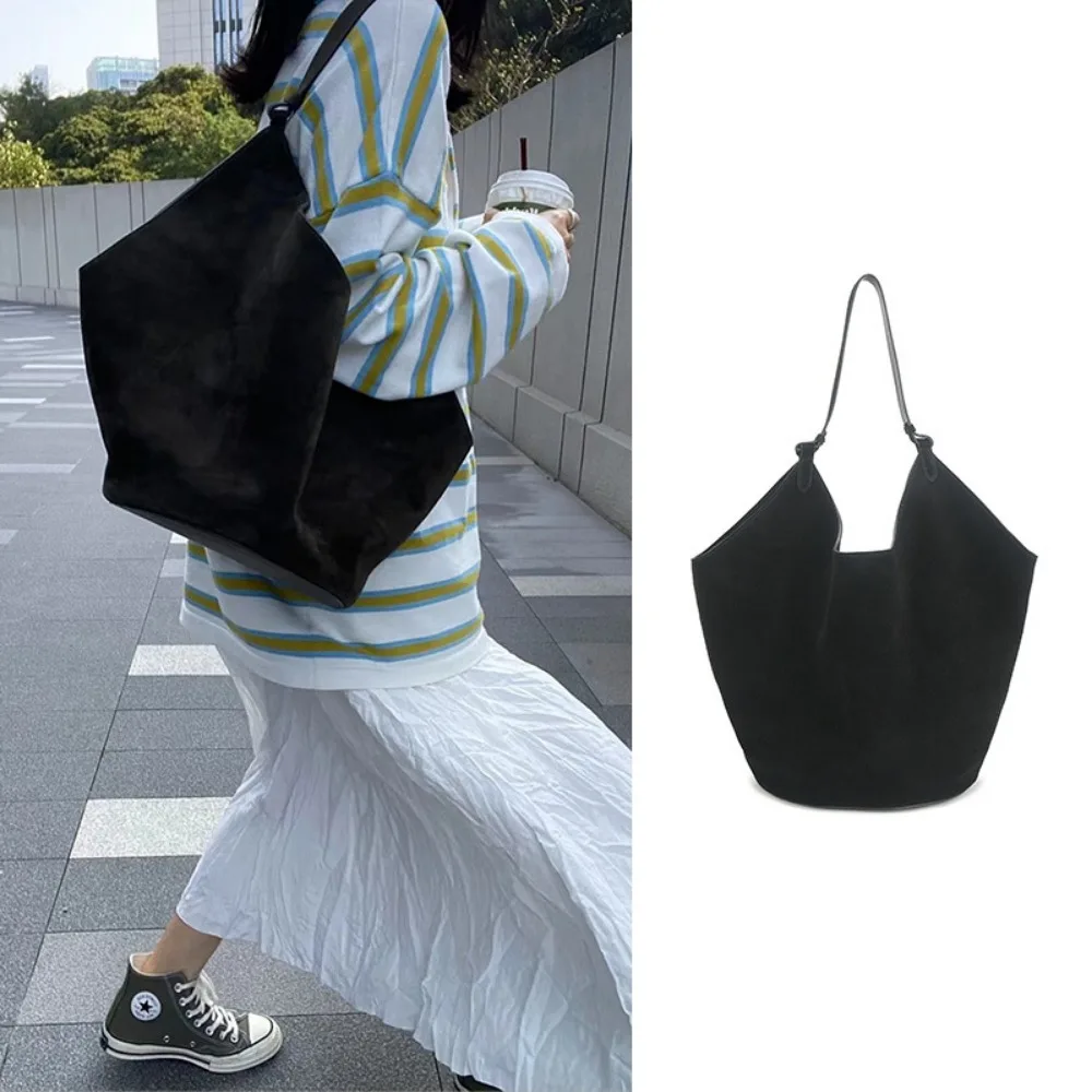 

Suede Bucket Bag Light Luxury Simple Underarm Shoulder Bag Commuting Fashion Versatile Handbag Tote Bag Women