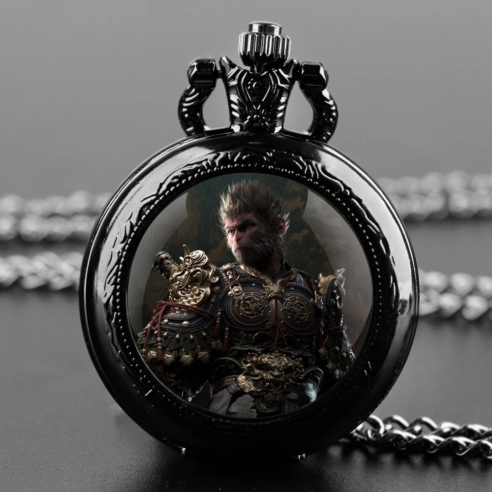 Black Myth: WuKong Vintage Quartz Pocket Chain Watch Necklace Watches For Men Women Unique Gifts Mens Birthday Gifts for Boys