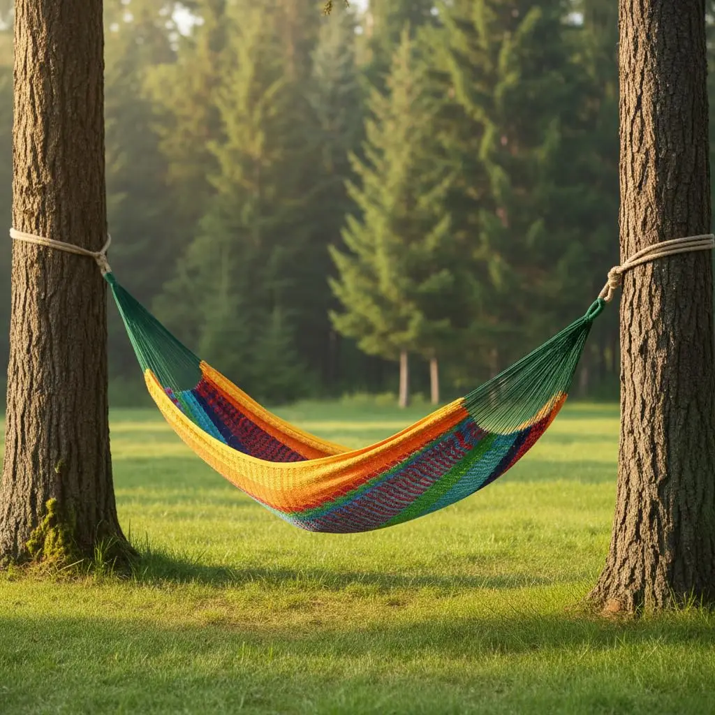 Green Red & Yellow Striped Double Hammock with Spreader Bars for Outdoor Patio Backyard 156x90in, Customized