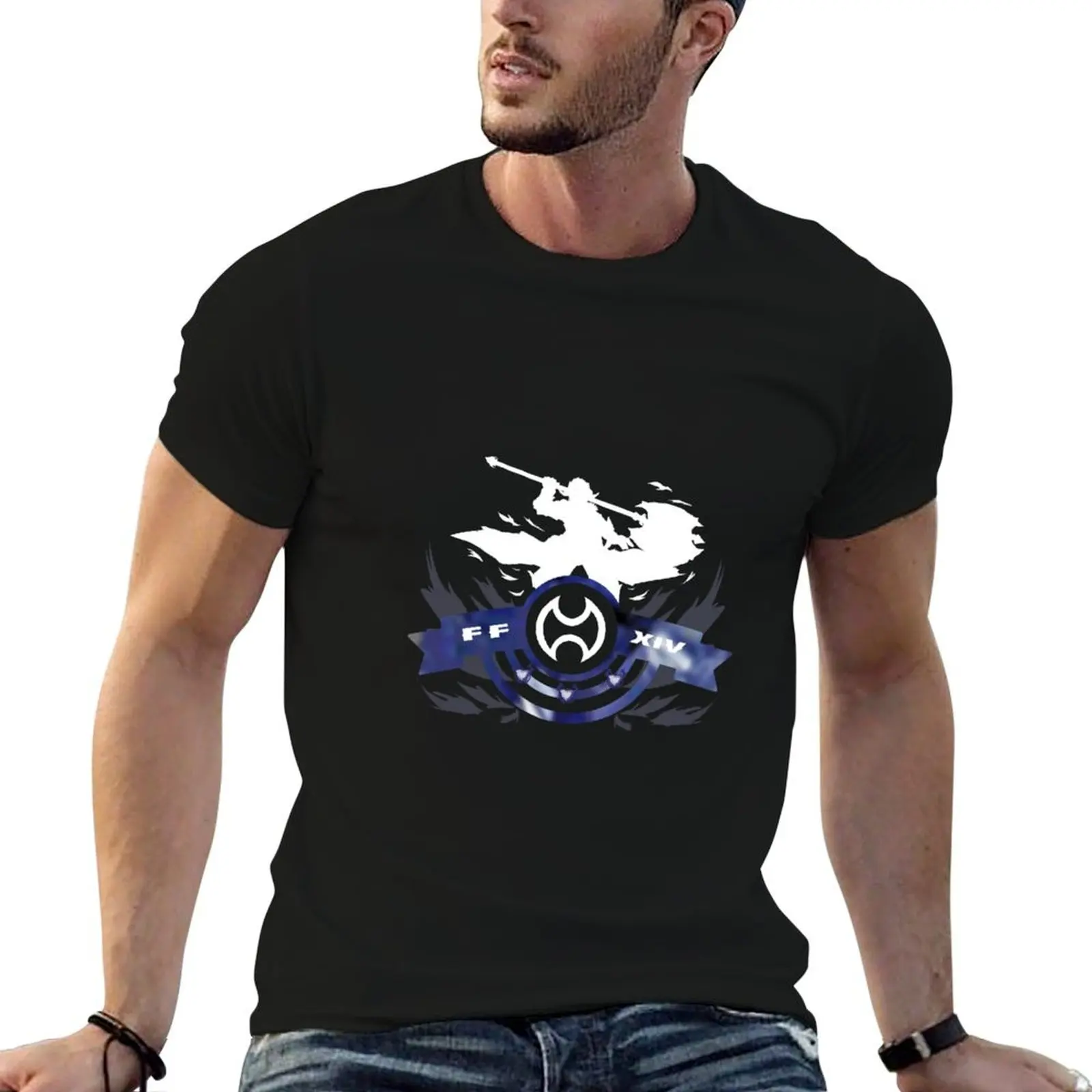 

FFXIV shirt for man quality cotton White) - t percent (Blue high & T-Shirt man Warrior shirt t 100 cotton Inner Chaos