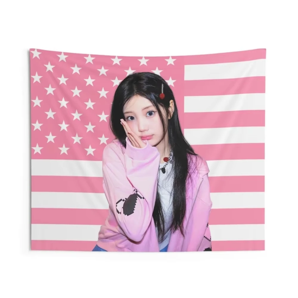 Pastel Pink US Flag Y2K Girl Tapestry Korean Ulzzang Pink Jacket Print Wall Hanging Bedroom E-girl Kawaii Aesthetic Decor