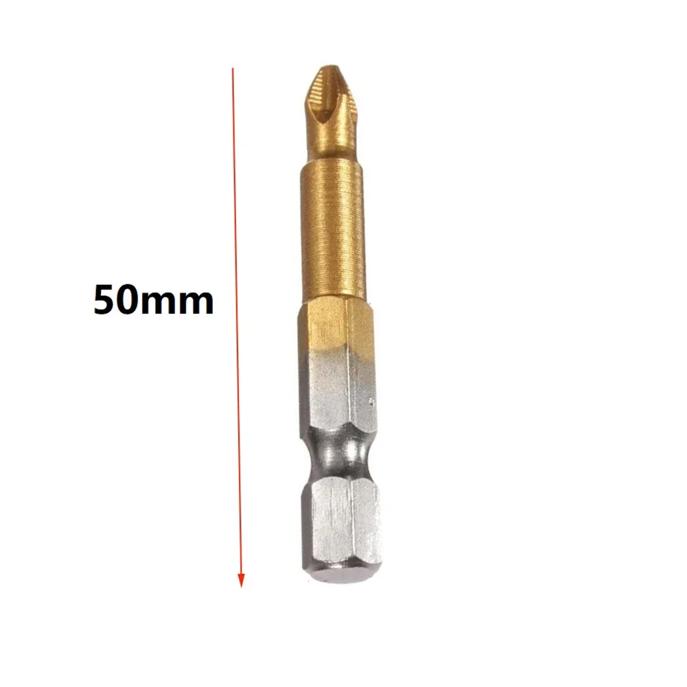 5Pcs Titanium Coated Screwdriver Bit Set PH2 50mm 1/4\