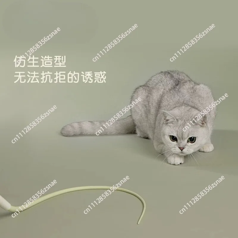 Christmas mouse tail silicone cat teaser wand, extended rod,teeth grinding,dental cleaning,bionic self-hi cat toy, replaceable