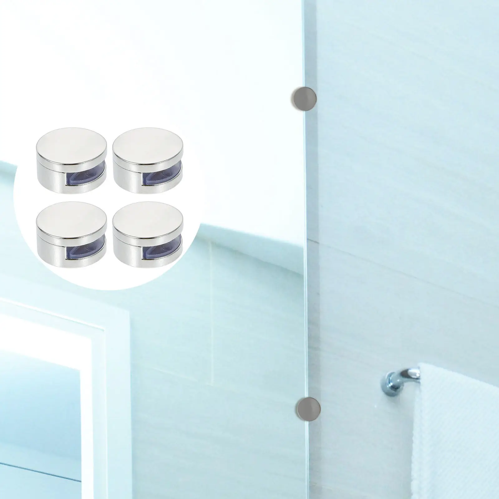 4Pcs Mirror Holder Clips Round Corrosion Resistant Stable Structure Glass Holder Clips Screw Mounting Mirror Brackets