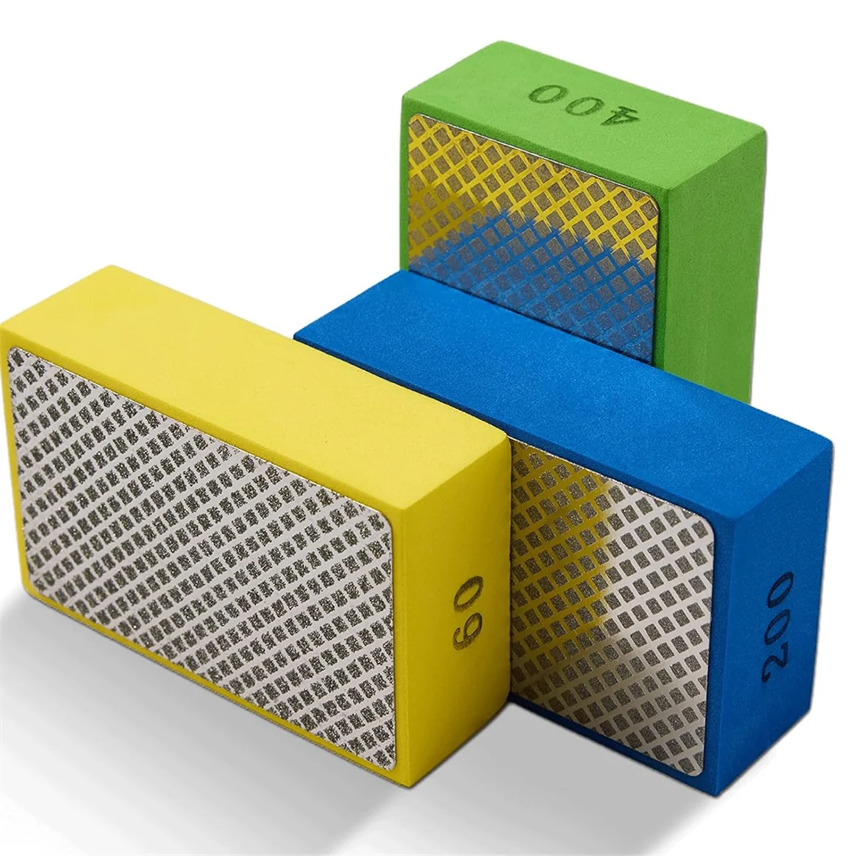 

Diamond Hand Polishing Pads, 3PCS Diamond Sanding Pads 60/200/400 Grit Sanding Block Foam Backing for Tile Glass