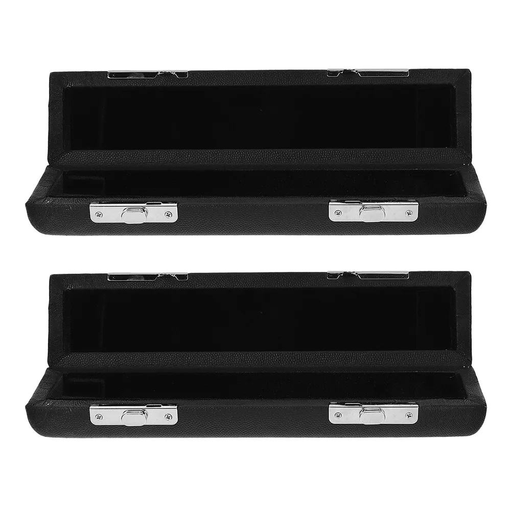2pcs-black-pu-piccolo-storage-case-fit-16-hole-soft-interior-lining-protects-instrument-for-practice-performance-flute-travel