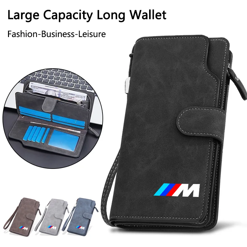 

Suede Long Car Wallet Credit Card Holder Driver's license Purse For BMW M Emblem E46 E36 E34 F10 E90 F30 E60 Interior sticker