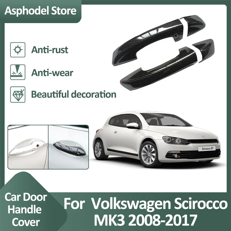 Car Door Handle Trim Cover For Volkswagen VW Scirocco 3 MK3 2008~2017 Exterior Chrome Protective Sticker Smart Gloss Accessories