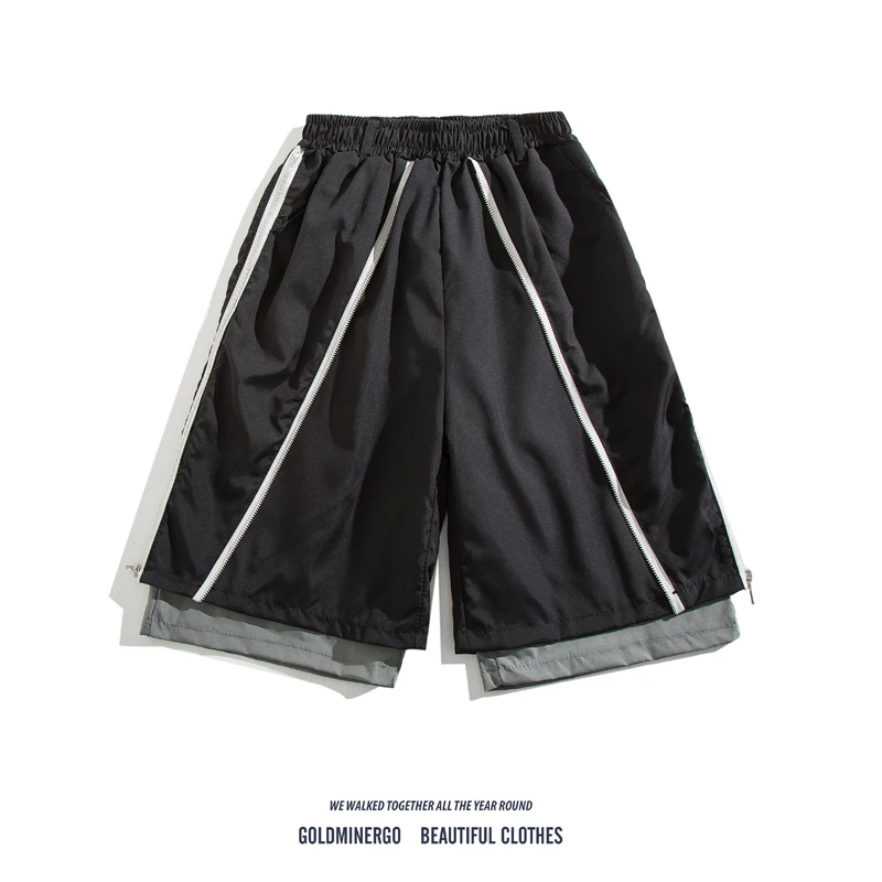 

Мужские повседневные спортивные брюки-карго, имитация двухслойных, свободного кроя, универсальные, длиной до середины икры, на молнии, со средней посадкой, для пар, рабочая одежда