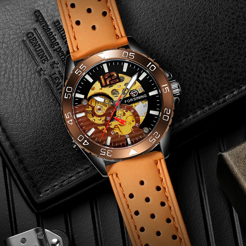 

FORSINING Official Original Replica Watch water proof Sports Mechanical Automatic Men's wristwatch Clock Steampunk Military GMT