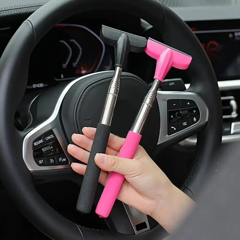 Portable Rainy Glass Window Cleaning Tool Wiper Extendable Handle Car Side Mirror Squeegee Telescopic Rearview Mirror Squeegee