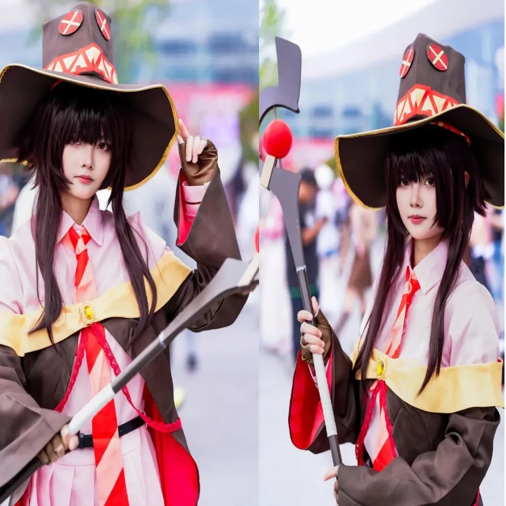 Anime God's Blessing on this Megumin Cosplay Costume Women Sorceress Dress Outfits Megumin Cos Wig Dress Halloween Cos Costumes